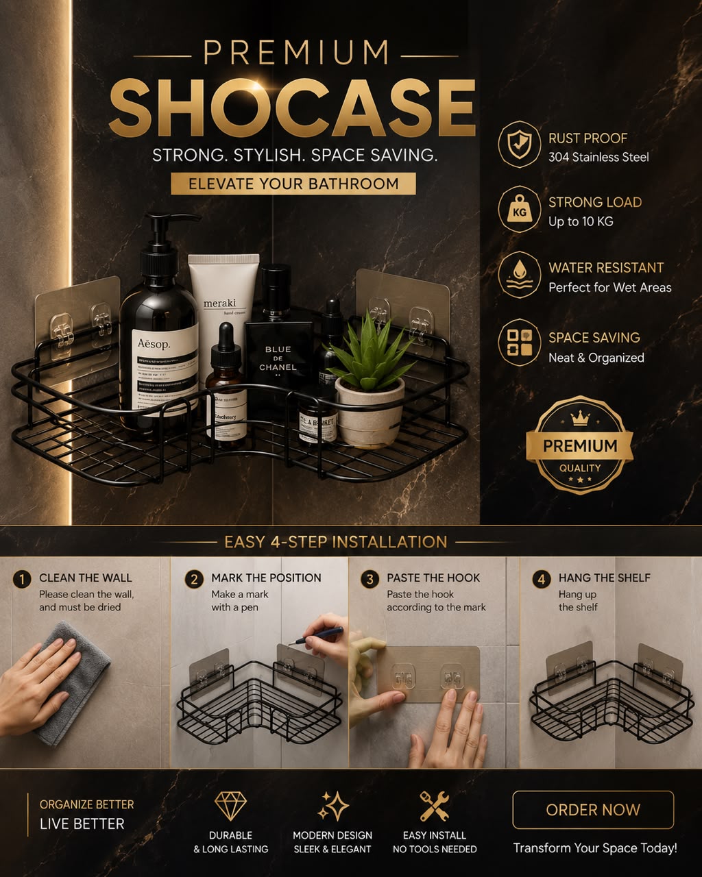 Premium Corner Bathroom Rack